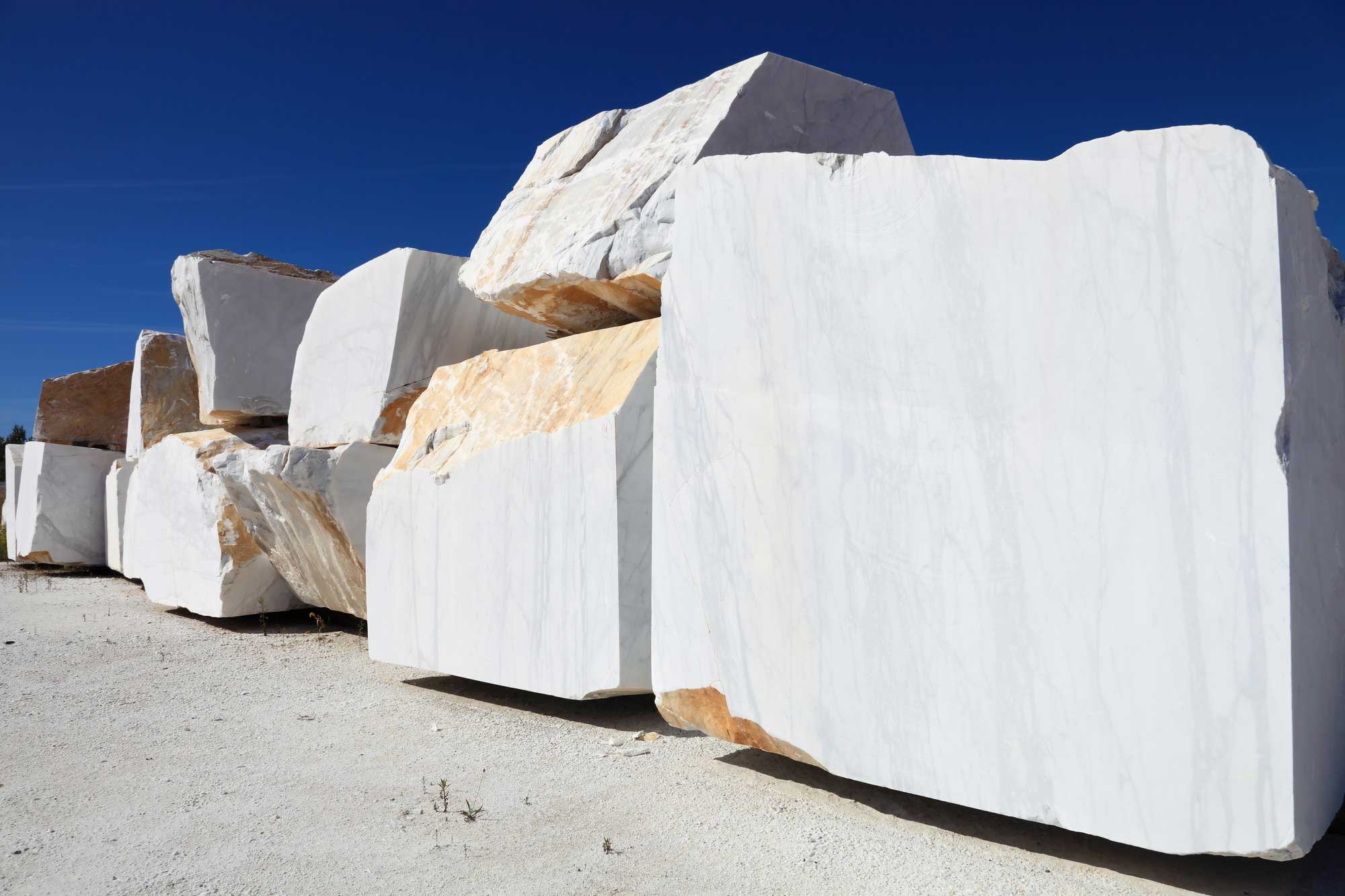 Block yard of Carrara marble